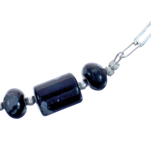 Sterling Silver Snowflake Obsidian Bead Chain Necklace BX119845
